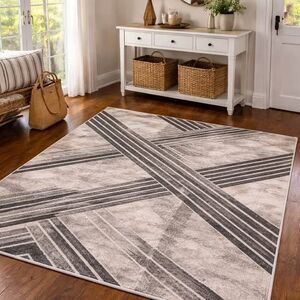 New Modern Gray Multicolor Area Rug for Living Room, Bedroom 82 X 57 Inches